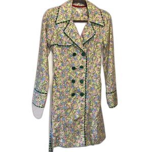 Vintage Y2K Anthropologie Odille Rosa Canina floral trench jacket sz 6